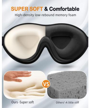 INNELO 3D Contoured Cup Sleep Mask for Women and Men - Light Blocking Eye Mask - Soft Eye Shade Cover for Sleeping, Travel, Yoga - Black - Buy Online on GoSupps.com