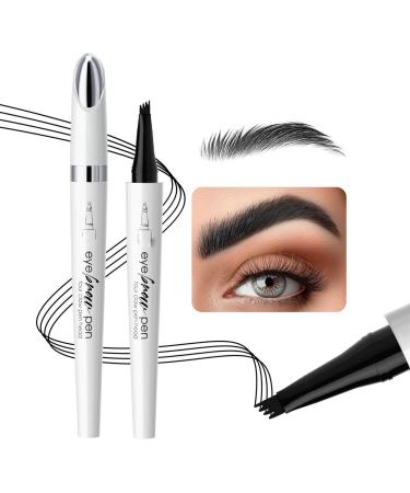 Eyebrow Pencil with 4 Fork Tip 3D Microblading Eyebrow Pencil Eyebrow Pencil With 4 Tip Microblade For Natural Eyebrow Makeup Eyebrow Microblading Pen (Black)
