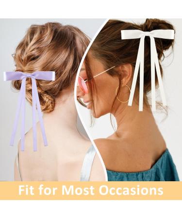 Andibro Silky Satin Hair Bows with Tassel 4 colors Hair Ribbon Barrettes Satin Bowknots Hair Pins Cute Princess Hair Bows French Clips Ponytail Holder Aesthetic Hair Accessories for Women Girls(B) - Buy Online on GoSupps.com