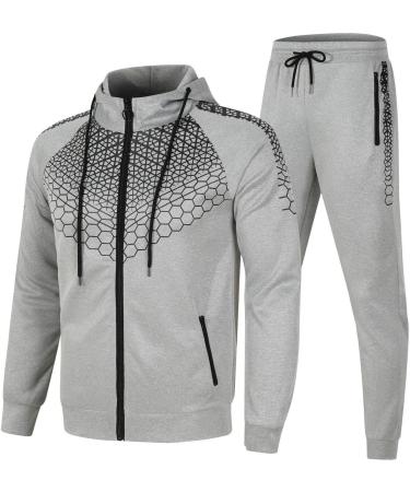 Hanxiulin Men's Jogging Suit - Casual Long Sleeve Sports Jacket & Training Leisure Outfit | Autumn & Winter Gray XXL - Buy Online on GoSupps.com