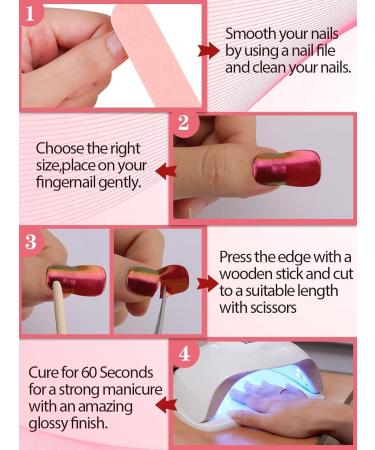 Ebanku 20Pcs Chrome Red UV Gel Nail Film - Self-Adhesive Nail Wraps & Stickers for Women & Girls | Nail Foil & Nail File Set for Stunning Nail Decoration - Buy Online on GoSupps.com