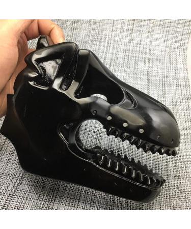 Stone Big Size Natural Obsidian Dinosaur Skull Figurine Hand Caved Quartz Tyrannosaurus Skull Crystal Stone Crafts Home Decora Balance Gemstone Decoration ERTEYIN