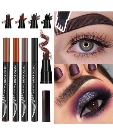 Waterproof Microblade Eyebrow Pen | Long-Lasting Smudge-Proof Brow Pencil | 4 Tip Microblading Makeup Pens in Dark Grey+Black - Buy Online on GoSupps.com