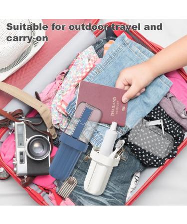 Dzmuero Toothbrush Etui - Portable 2-in-1 Travel Case & Storage | Blue & White Toothbrush Cup for Home & Travel - Buy Online on GoSupps.com