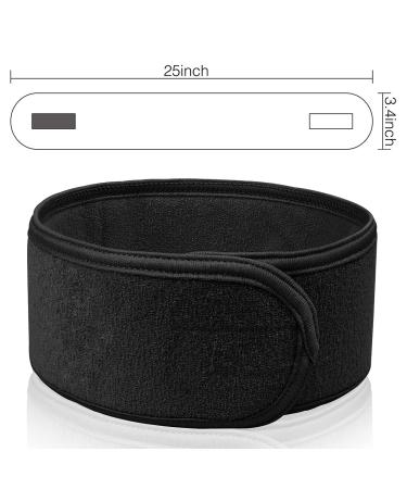 Spa Headband 4 Pack - Ultra Soft Adjustable Terry Cloth Wrap for Face Washing, Shower, Facial Mask - Black - Buy Online on GoSupps.com
