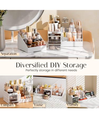 Large Capacity Makeup Organizer with Drawers for Vanity - White/Clear - Buy Online on GoSupps.com
