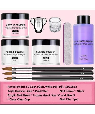 Acrylic Nail Kit - Powder & Liquid Set for Beginners | Pink, White & Clear Acrylics - Buy Online on GoSupps.com