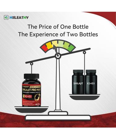 HIILEATHY Shilajit for Men Women Shilajit w/Vitamin D3 K2 Shilajits for Men w/Fulvic Acid Ashwagandha Ginseng Root Shilajits for Extra Power Stamina Immune Support Non-GMO Made in US 60 Capsules - Buy Online on GoSupps.com