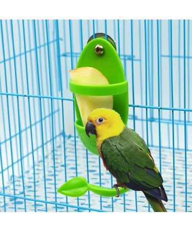 PAULOZYN 2PCS Bird Cuttlebone Stand Holder & Feeding Cup Rack | Birdcage Accessories with Perches | Ideal for Budgies, Parakeets, Cockatiels, Conures | Fruit/Vegetable Storage | Green - Buy Online on GoSupps.com