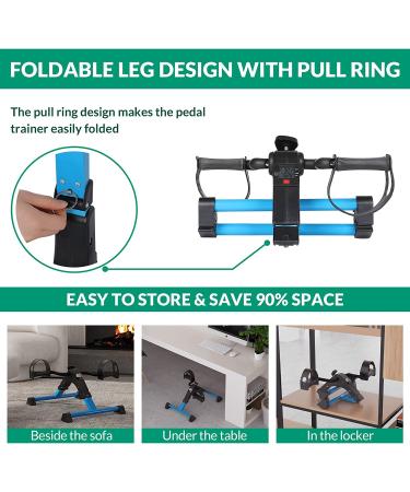 VIVIJASON Pedal Exerciser - Folding Portable Mini Exercise Bike for Arm/Leg Workout - Adjustable Fitness Equipment for Seniors - LCD Display - Blue - Buy Online on GoSupps.com