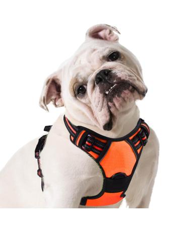 Eagloo dog harness medium -sized dogs anti -train dog harnesses with reflex strips and control adjustable adjustable and durable breast harness dog suitable for walking and jogging orange m m (1 Pack) Orange orange