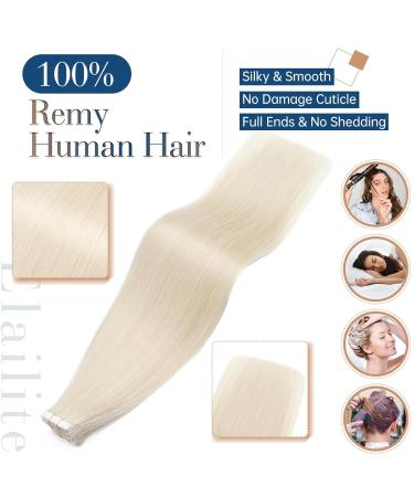 Elailite Real Hair Tape Extensions - 20 Pieces Remy 60g 40cm #70 Bleached White - Smooth Human Hair for Perfect Styles - Buy Online on GoSupps.com