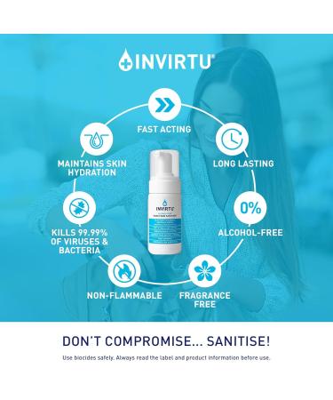 Byotrol INVIRTU Alcohol-Free Hand Foam Sanitiser - Fragrance-Free & Non-Taint | 100ml - Buy Online on GoSupps.com