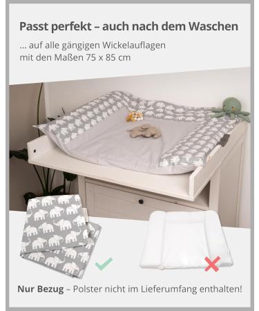 ULLENBOOM Gray Elephants 75x85 cm Diaper Pad Cover - Removable Cotton Baby Changing Table Wrap (EU Made) - Buy Online on GoSupps.com