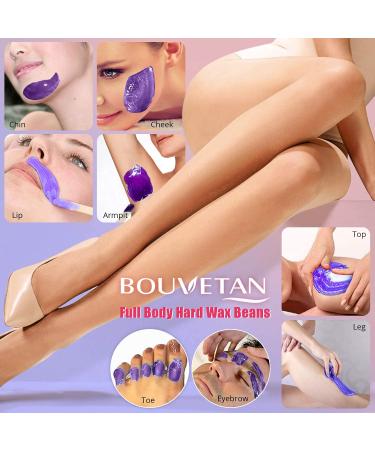 Bouvetan Dual LED Waxing Kit for Women Men - At Home Hair Removal with Hard Wax Beads | Face Eyebrow Armpit Chest Legs Brazilian | 20 Wax Sticks Included (2 Lavender+2 Rose) - Buy Online on GoSupps.com