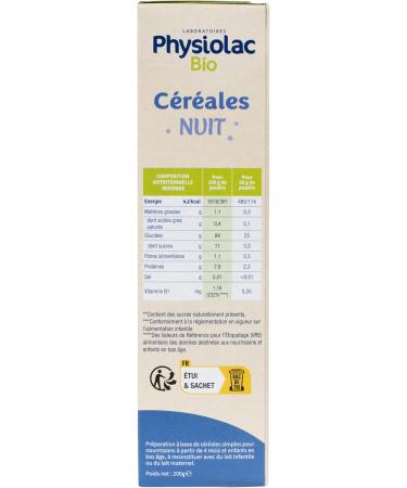  Physiolac Physiolac Organic Nighttime Cereal from 4 months 200g - Buy Online on GoSupps.com