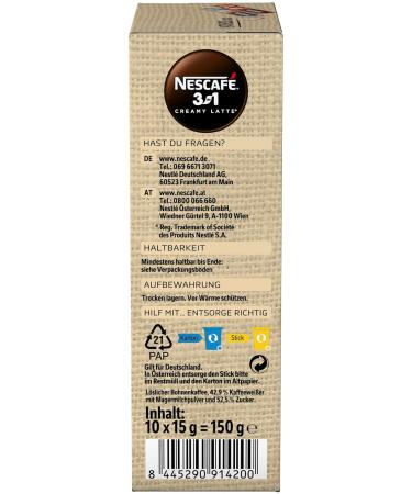 Nescaf 3-in-1 Creamy Latte Beverage Powder Sticks - Instant Coffee with Milk & Sugar Exquisite Soluble Bean Coffee - 1 Pack (1g) for International Shipping - Buy Online on GoSupps.com