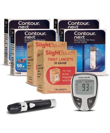 Next-Level-Med Diabetes Testing Kit Includes 200 Strips 200 Lancets 1 EZ Blood Glucose Meter 1 Lancing Device Blood Sugar Test Kit 200 Stripe 200 lance 1 Kit B