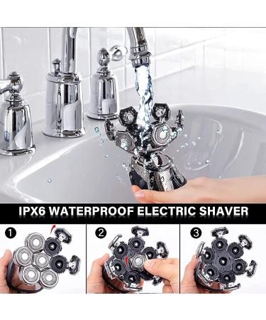 Svinkal 7D Cool Skeleton Robot Shaver - Type-C Men's Electric Shaver for Bald Head, 5 in 1 Beauty Set for Haircut & Shaving - Buy Online on GoSupps.com