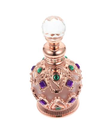 Beatifufu Essential Oil Bottle Perfume Holder Empty Perfume Container Refillable Glass Bottle Vintage Perfume Bottle Diamonds Embedded Bottle Essential Oil Container Retro Perfume Bottle