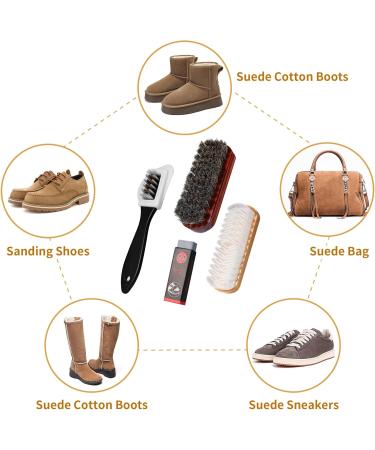 LUBOXIN 4 PCS Suede Brush for Shoes Nubuck Brush Horsehair Shoe Brush Hard-Wearing Crepe Brushes Multifunctional Nubuck Suede Cleaner Kit with Suede Eraser for Shoes Boot Leather Cleaning - Buy Online on GoSupps.com