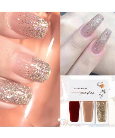Red Nail Polish Red Nude Gold Sparkles Nail Polish 3-in-1 Set Fast Drying and Long Lasting Red Nail Varnish Glitter Sparkles Gel Nail Polish Gift Set - Buy Online on GoSupps.com