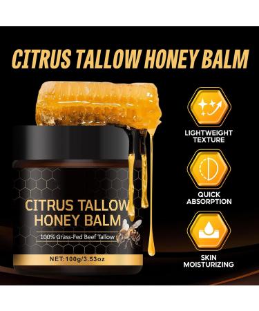 Advanced Citrus Tallow Honey for Skin Organic Grass-Fed Beef Tallow Balm with Raw Honey Skin and Face Moisturizer for Deep Hydration - 3.53 Oz - Buy Online on GoSupps.com