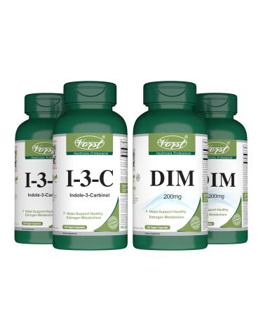 VORST Indole 3 Carbinol (I3C) 120 Vegan Capsules and DIM (Diindolylmethane) 120 Vegan Capsules | Combo Bundle 2 x 2 Bottles