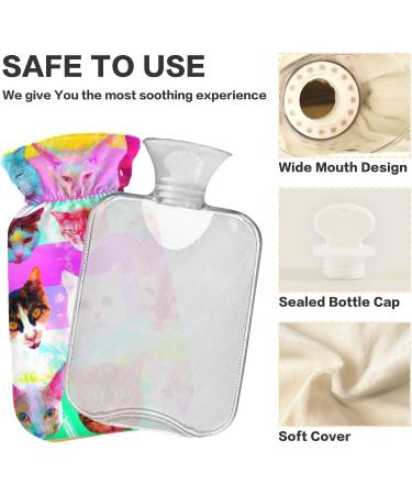 Oarencol Colorful 2L Hot Water Bottle with Cover - Rainbow Stripes for Pain Relief & Cramps - International Shipping Available - Buy Online on GoSupps.com