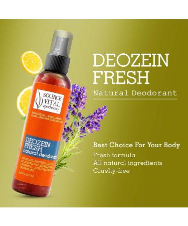 Deozein Fresh Natural Spray Deodorant by Source Vit Apothecary - Crisp Light Floral Scent - Non-Toxic Odor Control for Men, Women, Teens - 4.46 fl. oz - Buy Online on GoSupps.com