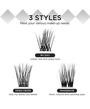 LASHVIEW Cluster Lashes - DIY 3D Eyelash Extensions, Reusable, Black, Super Thin Band, 24 Criss Cross Mix - Buy Online on GoSupps.com