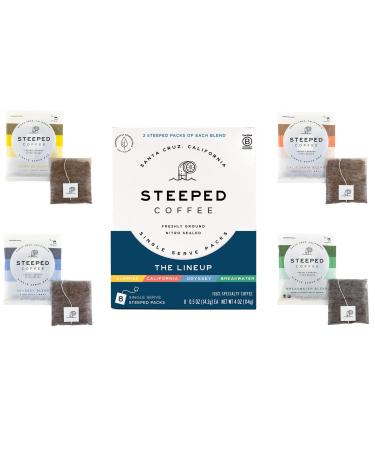 Single Serve Coffee Packs, Steeped Variety Pack, Just Add Water, Direct Trade, Hand Roasted & Freshly Ground, Specialty Grade - Nitro Sealed (8 Count (Pack of 1)) Variety Pack 8 Count (Pack of 1)