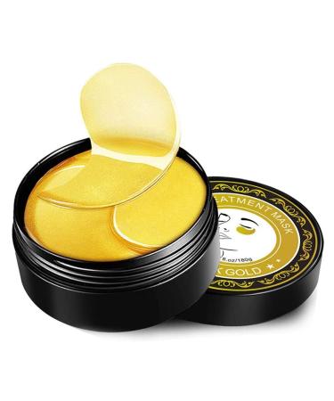 JIAHAO 24K Gold Collagen Under Eyes Eye Pads for Puffy Eyes Dark Circles Eye Gel Treatment Masks AntiWrinkle Moisturizing Improves Elasticity 24K Gold 30 Pairs