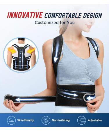 FILLOVE 4X Support Back Brace - Adjustable Posture Corrector for Men & Women | Magnetic Therapy for Back Pain Relief | Scoliosis & Hunchback Support - Black Large/X-Large - Buy Online on GoSupps.com