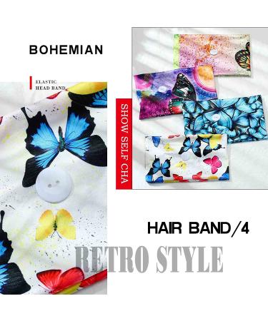 Olbye Boho Button Headbands - Wide Butterfly Stretch Hair Bands for Women & Girls | 4Pcs - Buy Online on GoSupps.com