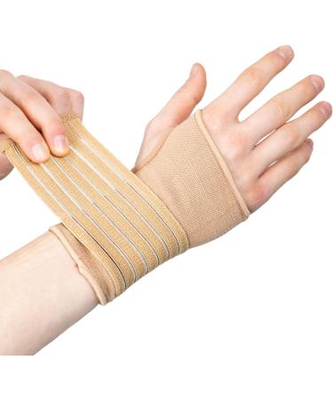 Actesso Elastic Wrist Support with Strap - Ideal for Sprains, Injuries, and Sports - No Metal Bar - Flexible Support | Left or Right - XL Beige - Buy Online on GoSupps.com