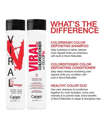 Celeb Luxury Viral Colorditioner Red 8.25 Fl Oz - Professional Semi-Permanent Hair Color Depositing Conditioner - Buy Online on GoSupps.com
