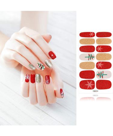 Fantasyon 12 Sheets Christmas Full Nail Wraps DIY Self-Adhesive Nail Polish Stickers with Deer Snowman Xmas Tree Design and Nail File for Girl and Women - Buy Online on GoSupps.com