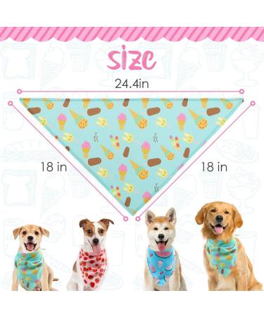 SCIROKKO Hawaii Dog Bandanas 3 Pack - Cute Fruit Print Scarf Bibs for Pets | Summer Pet Accessories for Dogs Cats - Ice Cream Strawberry Watermelon - Buy Online on GoSupps.com