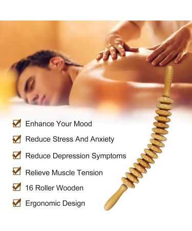 Altamenjor Wooden Fascia Roll - Gua Sha Massage Roller for Muscle Relaxation & Body Shaping | 16 Wheel Wood Massage Tool - Buy Online on GoSupps.com