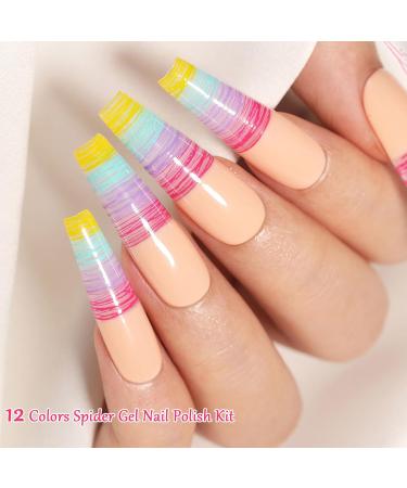 Painting Nail Gel Polish - Spider Gel Nail Polish Kit - 12 Colors UV Gel Nail Kit with Nail Brush Set - Black White Silver Gold Long Lasting Silk Gel Varnish Kit for Nail Manicure Design DIY - Buy Online on GoSupps.com