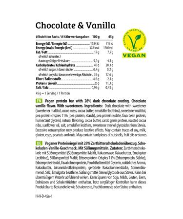 Buy Hej Vegan Crispy Chocolate & Vanilla High Protein Bar | Low Sugar (0.4g) | Palm Oil-Free | 12x45g Crispy Snack Bars for a Healthy Treat - Buy Online on GoSupps.com