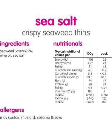 Itsu Sea Salt Seaweed Thins 5g, 18 Count Pack - Vegan, Low Calorie Crispy Seaweed Snack - Buy Online on GoSupps.com
