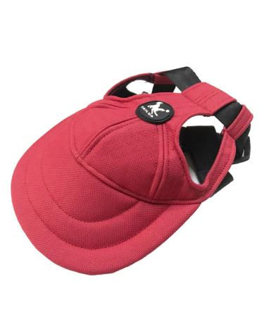 Dogs adjustable straps summer sun hood for outdoor sports sun protection baseball cap with ears for puppies small dogs medium-sized dogs (small red) small red red