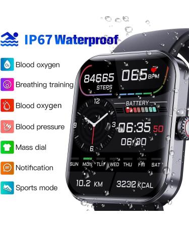 F57l Blood Glucose Monitoring Smartwatch - Fitness Tracker with Blood Pressure, Heart Rate & Oxygen Monitor - Painless Blood Glucose Testing - Fashionable Sports Watch in Black+Gold - Buy Online on GoSupps.com