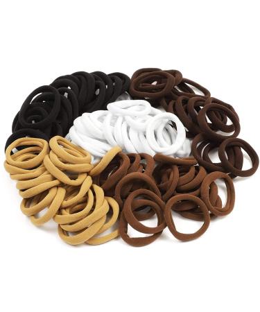 200PCS Guoxi High Elastic Soft Hair Ties Seamless Ponytail Holders Hair Scrunchies - 5 Colors, No Damage - Brown - Buy Online on GoSupps.com