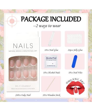 French False Nails Short 24Pcs White French Fake Nails Square Press on Nails Pattern Glitter French Nail Tips with Nail Glue Squoval Stick on Nails for Women Girls Nails Art (Glitter) - Buy Online on GoSupps.com