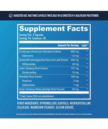 NuEthix Formulations Herbal Adrena+ Adrenal Support Supplements for Women & Men Cortisol Support Improve Energy Levels & Mood Includes Cordyceps & Ashwagandha Non-GMO Gluten Free 30 Servings - Buy Online on GoSupps.com