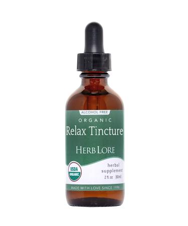 Herb Lore Relax Tincture - Organic Liquid Extract Drops with Lemon Balm Chamomile and Skullcap for Kids & Adults (2 fl oz) 2 Fl Oz (Pack of 1)