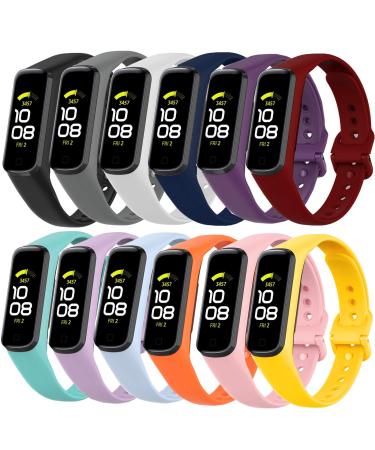 12 Pack Replacement Bands Compatible with Samsung Galaxy Fit 2 SM-R220 for Women Men Classic Waterproof Sport Watch Band Strap Wristband for Galaxy Fit 2 Smart Watch 12 pack, style A